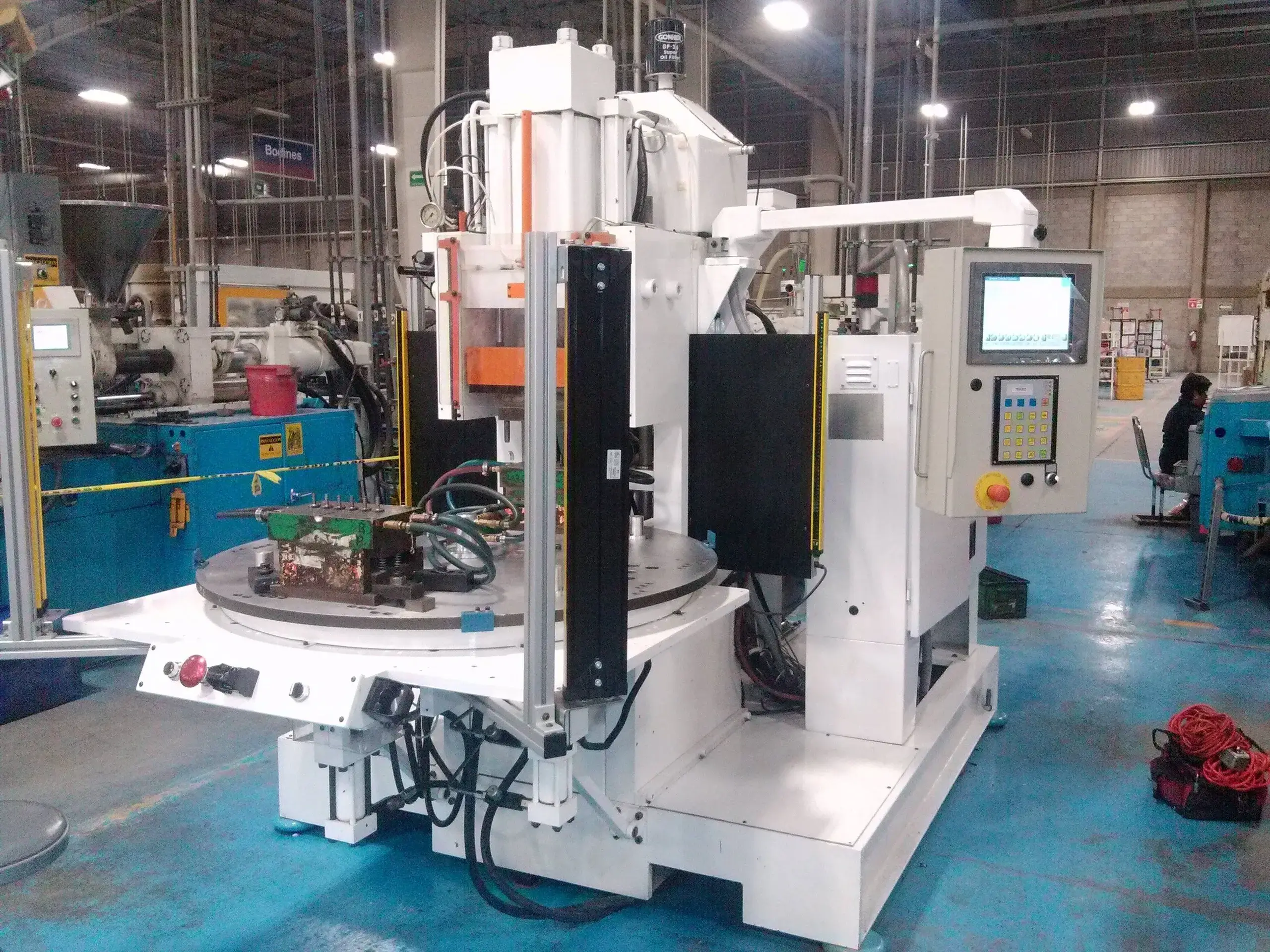 Industrial machine in a manufacturing facility.