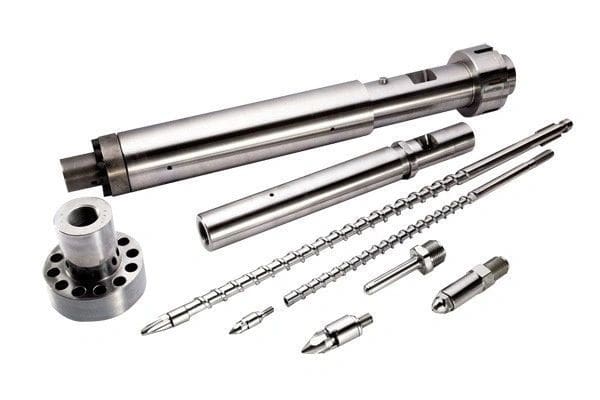 Metallic industrial machine parts and components.
